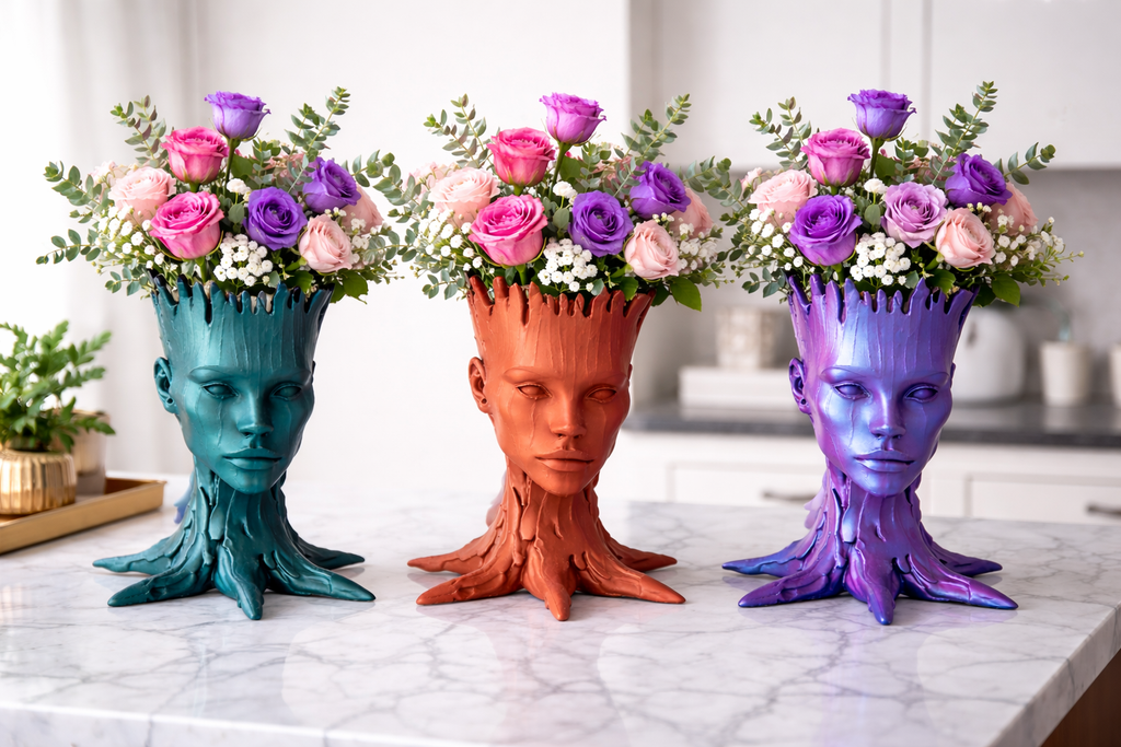 Face Flower Vase,White Body Vase, Decorative Vase Dining Table Centerpiece,Modern Small Vase for Coffee Table Bathroom Shelf Living Room Decor
