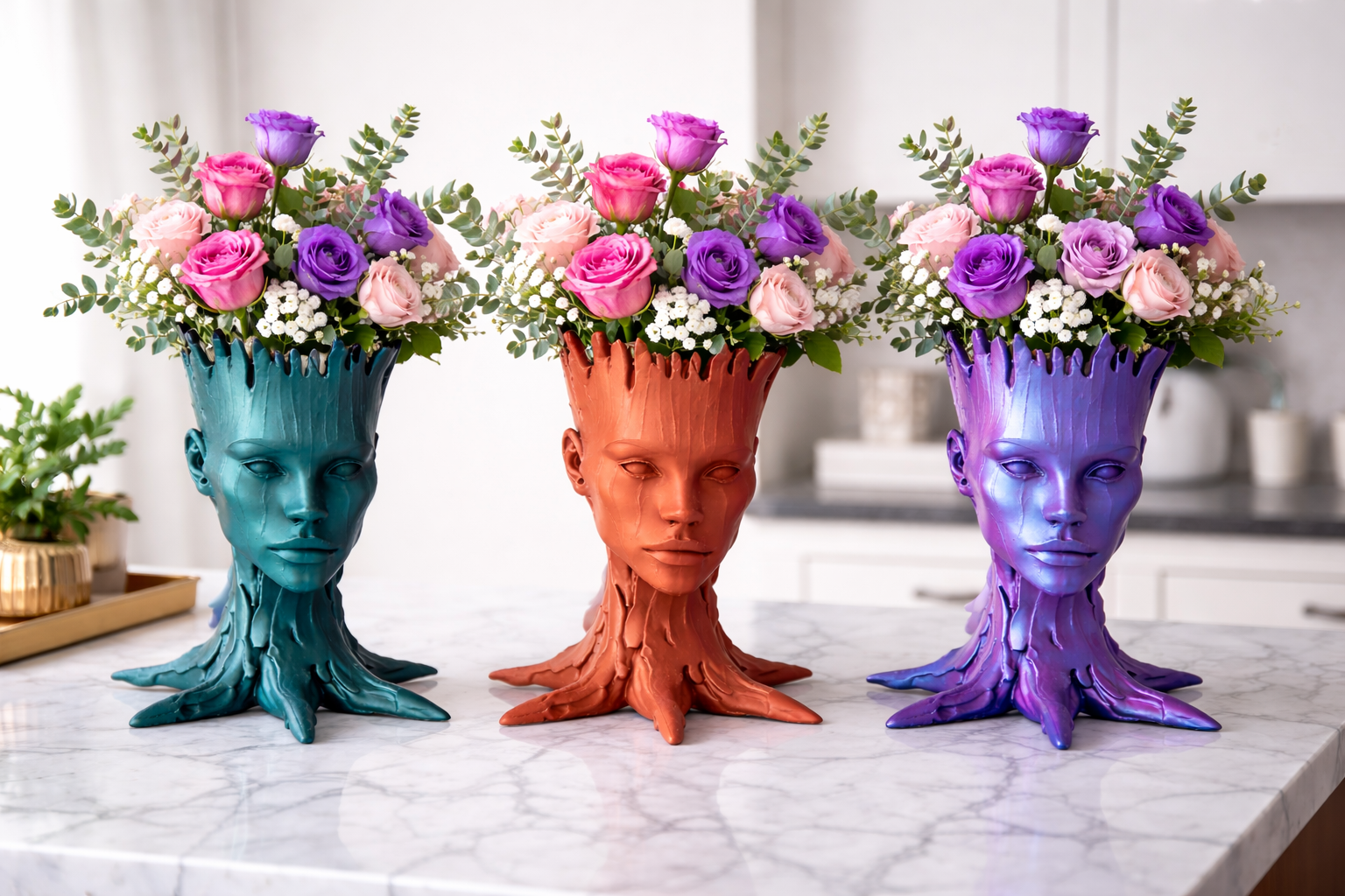 Face Flower Vase,White Body Vase, Decorative Vase Dining Table Centerpiece,Modern Small Vase for Coffee Table Bathroom Shelf Living Room Decor