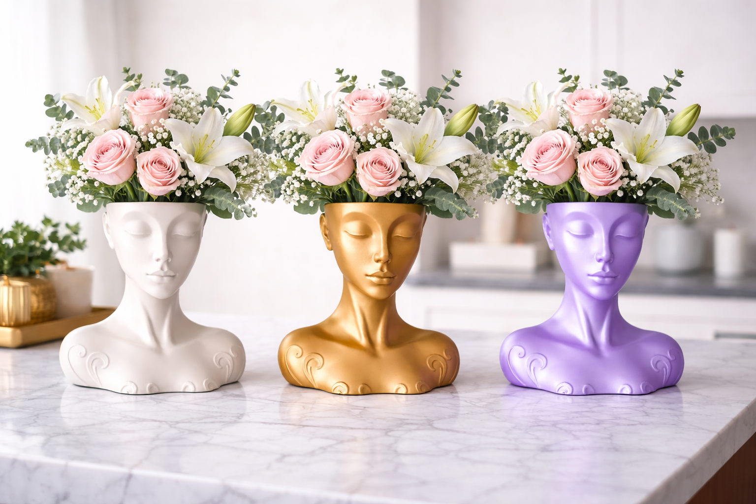 Body Vase Face Vase, Flower Vases for Decor Female Form Head Half Body Vase Unique Decorative Modern Style for Home Living Room Office Book Shelf
