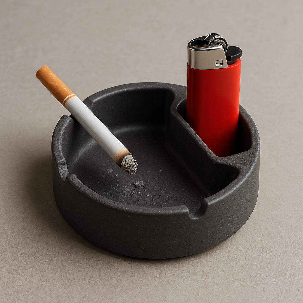 Ashtray with lighter holder for Cigarette, Smokeless Odorless Windproof Ashtrays for Home Office Tabletop Outside Patio Outdoor Balcony