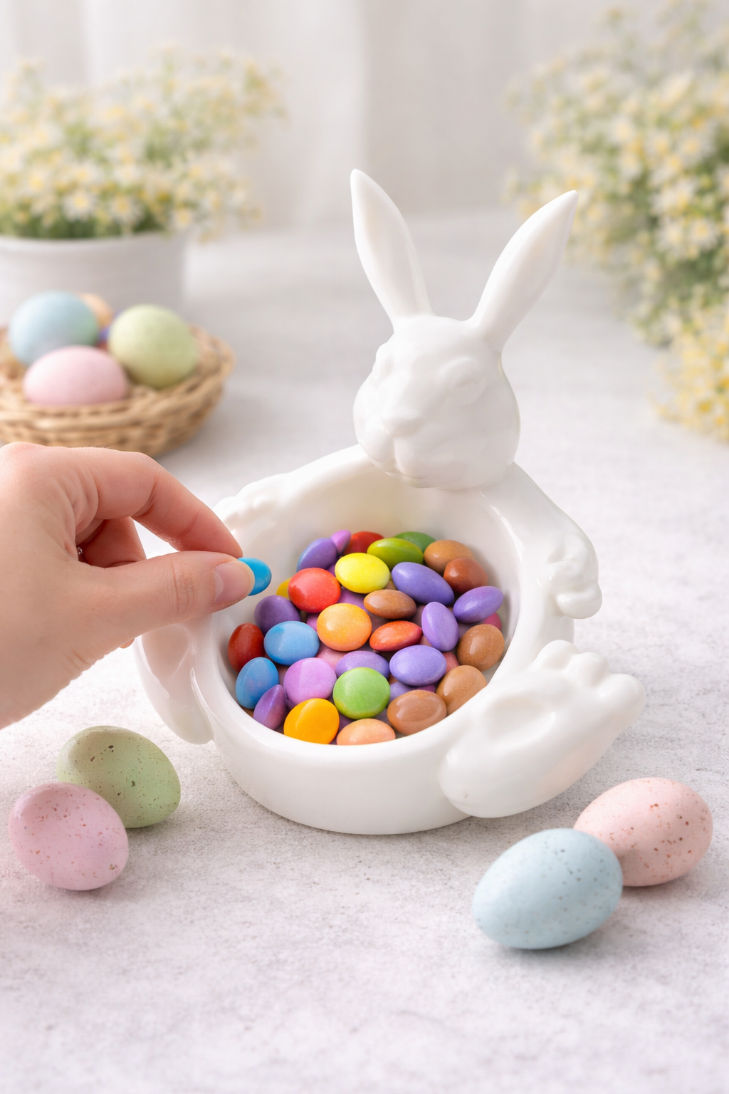 Easter Decorations Candy Dish Bowl Candy Server - Nut Dish - Easter Bunny Bowl  Snack Serving Dish with Rabbit Tabletop Decor home decor