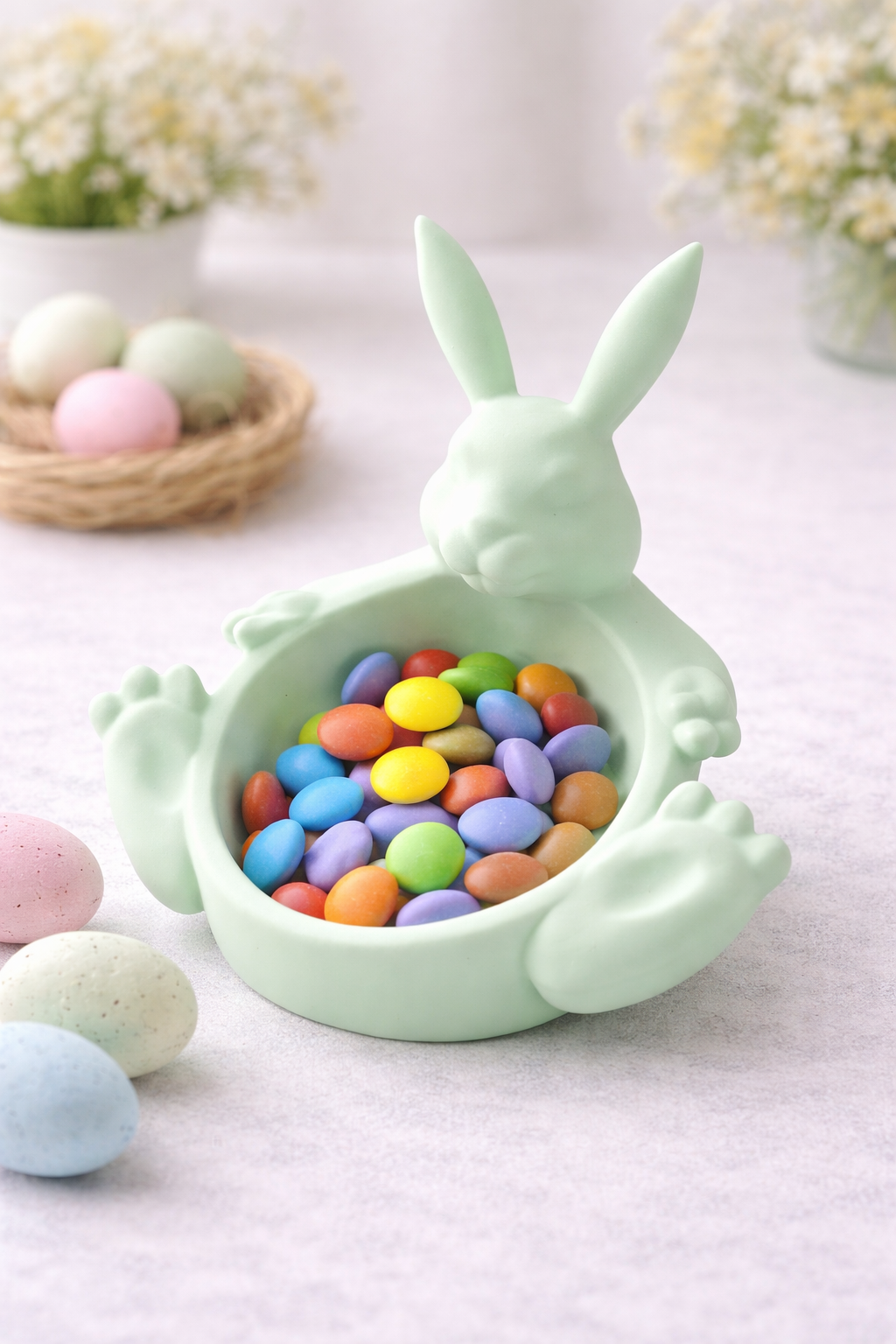 Easter Decorations Candy Dish Bowl Candy Server - Nut Dish - Easter Bunny Bowl  Snack Serving Dish with Rabbit Tabletop Decor home decor