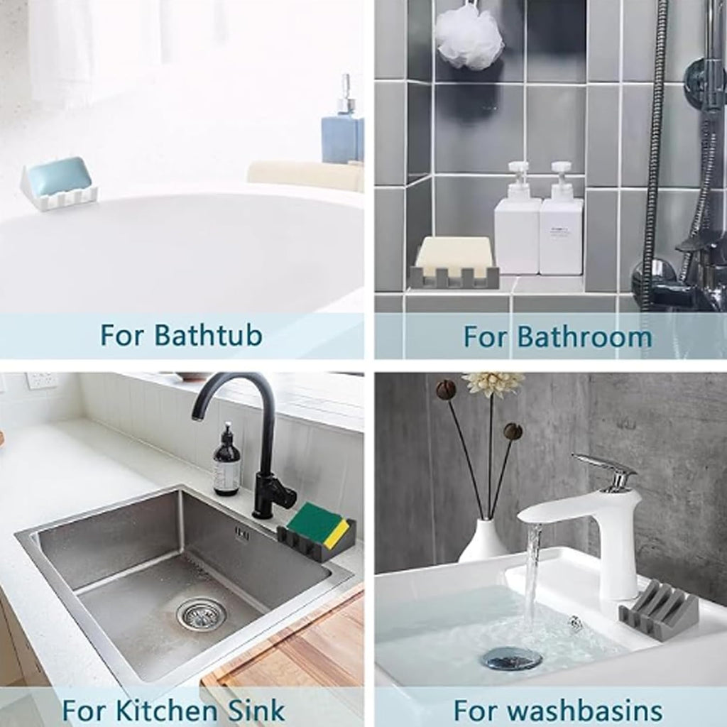 Soap Dish, Bar Soap Holder for Shower Bathroom, Kitchen, Bathtub, Self Draining Waterfall Drying Tray Keep Soap Bars Dry Clean & Easy Cleaning (White)