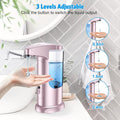 AMIR 12.5oz Touchless Automatic Soap Dispenser, Battery Operated Automatic Liquid Hand Soap Dispenser, Adjustable Volume, Water-Resistant for Kitchen and Bathroom,Pink