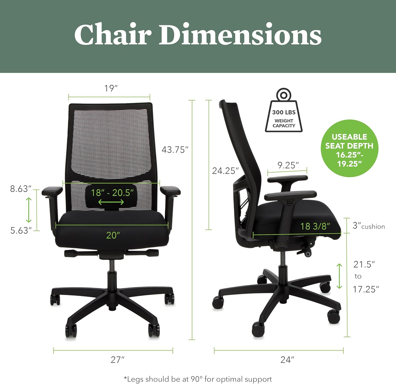 HON Ignition 2.0 Mid-Back Task Chair, Advanced Tilt Controls, Black Frame, Black