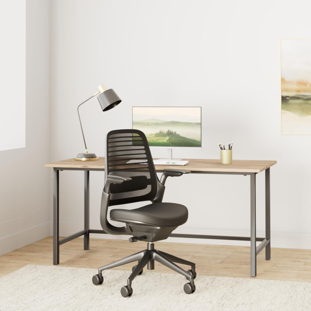 Steelcase Series 1 Office Chair - Ergonomic Work Chair with Wheels for Carpet - Helps Support Productivity - Weight-Activated Controls, Back & Arm Support - Easy Assembly - Licorice