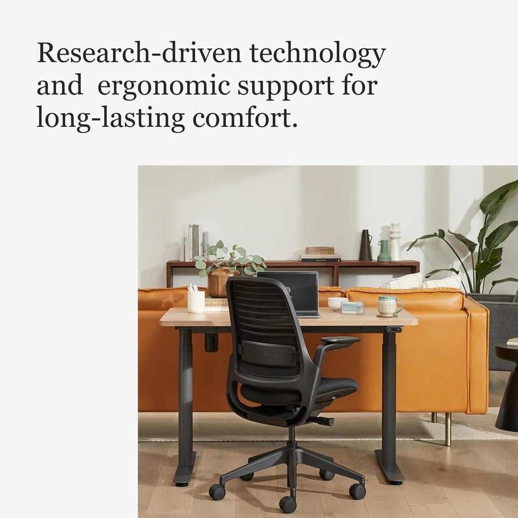 Steelcase Series 1 Office Chair - Ergonomic Work Chair with Wheels for Carpet - Helps Support Productivity - Weight-Activated Controls, Back & Arm Support - Easy Assembly - Licorice