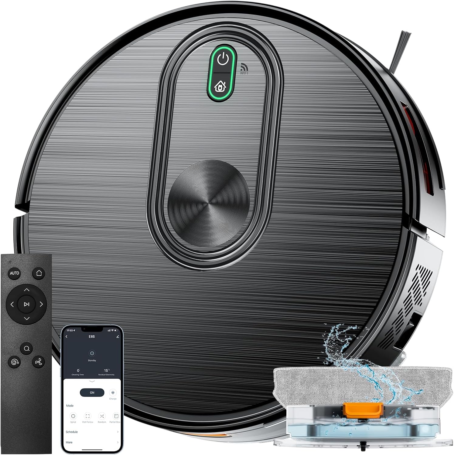 XIEBro Robot Vacuum and Mop Combo, 2 in 1 Robotic Vacuums Cleaner with 6500Pa Max Suction, App/Wi-Fi/Voice, Robot Vacuum with Schedule, Self-Charging, Slim, for Pet Hair, Hard Floor, Carpet