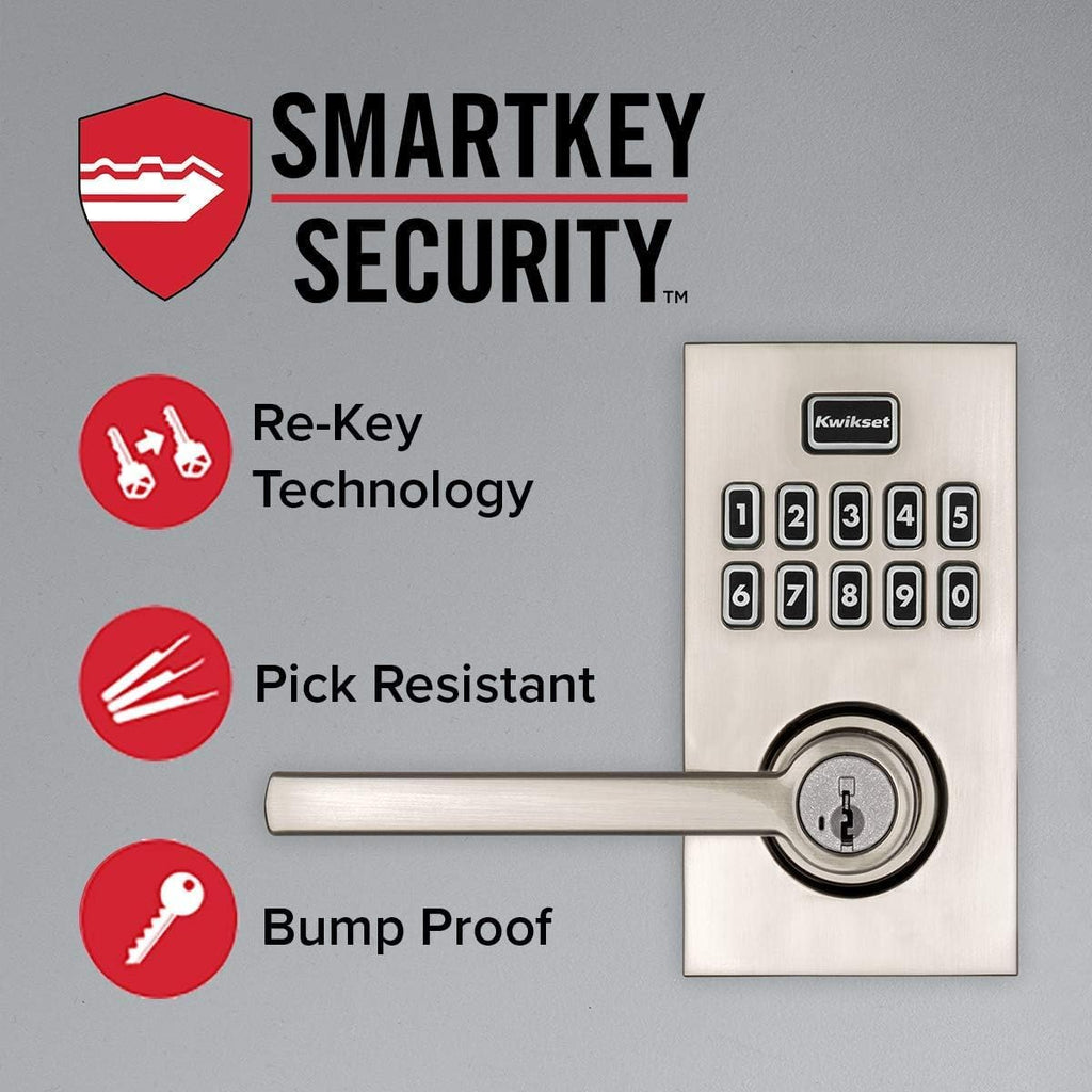 Kwikset SmartCode 917 Keypad Keyless Entry Residential Electronic Lever Lock Deadbolt Alternative with Halifax Door Handle, SmartKey Security, Matte Black Contemporary